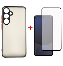 Чохол-накладка Dengos Matt для Samsung Galaxy S24 FE SM-S721 Black (DG-KM-117) + захисне скло