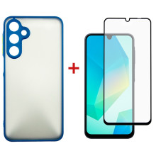 Чохол-накладка Dengos Matt для Samsung Galaxy A16 SM-A165 Blue (DG-KM-118) + захисне скло
