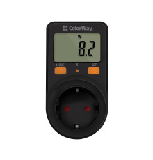 Енергометр цифровий (W/V/A/C/KWh) СolorWay для розетки (16A/3680W) (CW-VM16-01D)
