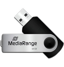 Флеш-накопитель USB2.0 64GB MediaRange Black/Silver (MR912)