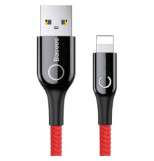Кабель Baseus C-shaped Light Intelligent Power-Off USB - Lightning (M/M), 2.4A, 1 м Red (CALCD-09)