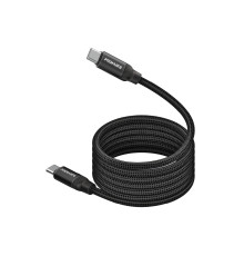 Кабель Promate USB Type-C - USB Type-C (M/M), 3 A, 60 W, 1.2 м, Springy Black (springy.black)