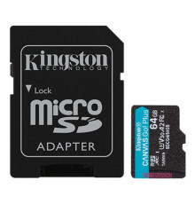 Карта памяти MicroSDXC   64GB UHS-I/U3 Class 10 Kingston Canvas Go! Plus R200/W200MB/s + SD-адаптер (SDCG4/64GB)
