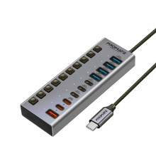 Концентратор USB Type-C Promate Gegahub-5G 10 in 1 Grey (gegahub-5g)