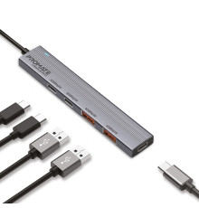 Концентратор USB Type-C Promate LiteHub-Pro 4 in 1 Grey (litehub-pro)