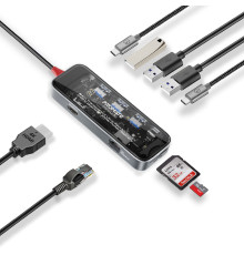 Концентратор USB Type-C Promate TransHub-Go 9 in 1 Grey (transhub-go)