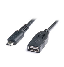 Кабель REAL-EL USB - micro USB V 2.0 (F/M), 0.1 м, чорний (EL123500014)