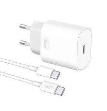 Мережевий зарядний пристрій XO L91EU 1хType-C PD25W White (L91C-WH) + кабель USB Type-C